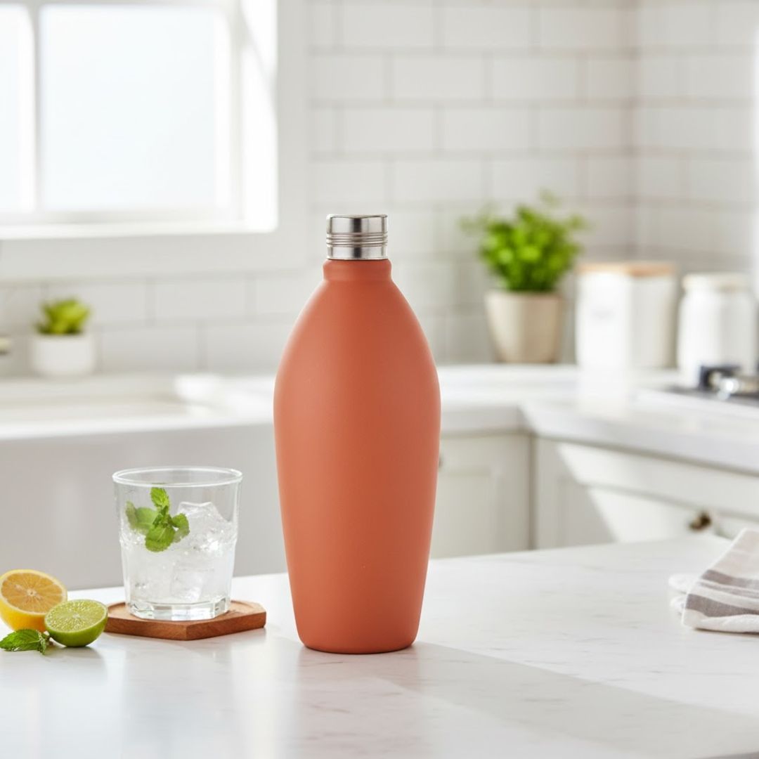 Handcrafted Clay Water Bottle for Eco-Friendly Living - 003